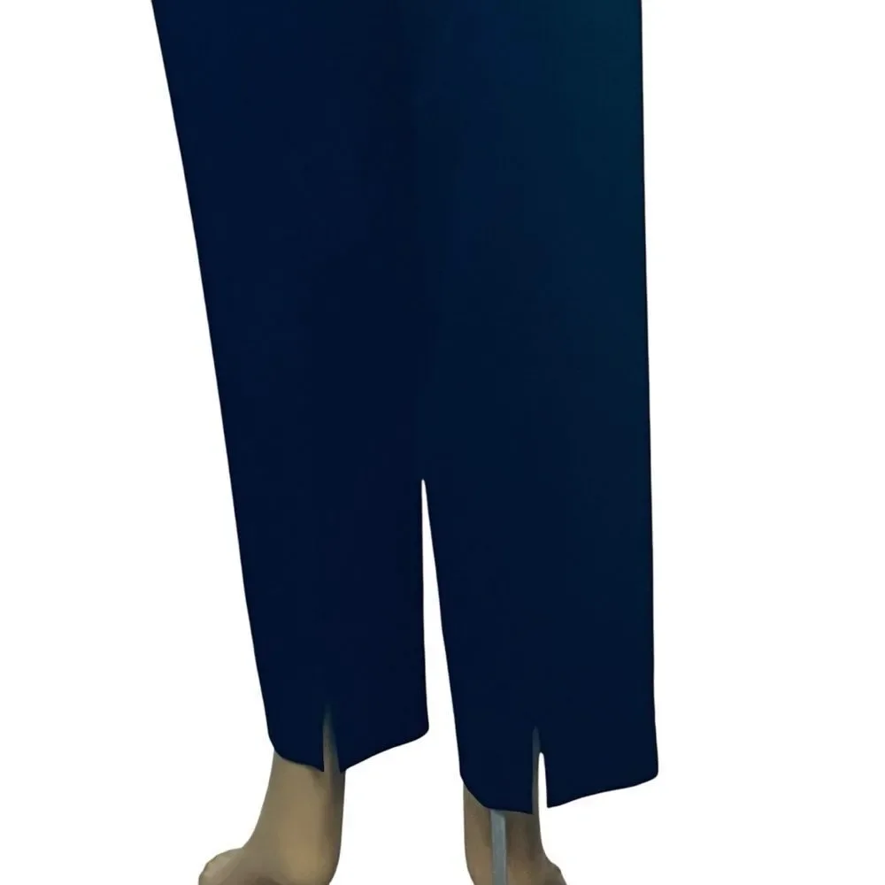 Piazza Sempione Italian Brigirre Virgin Wool Crop Dress Pants Blue